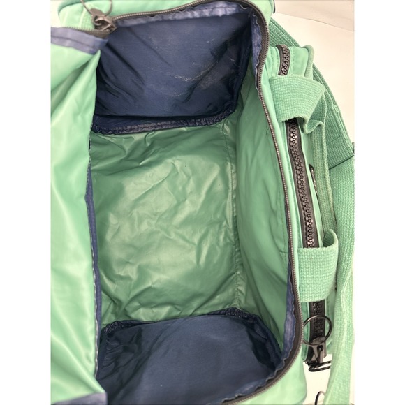 Lands End Summit YKK Duffle Bag-Green/Blue-Travel-Front & Side Zip Pockets - Picture 10 of 16